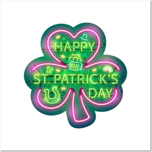 Happy St Patricks Day Neon Sign Posters and Art